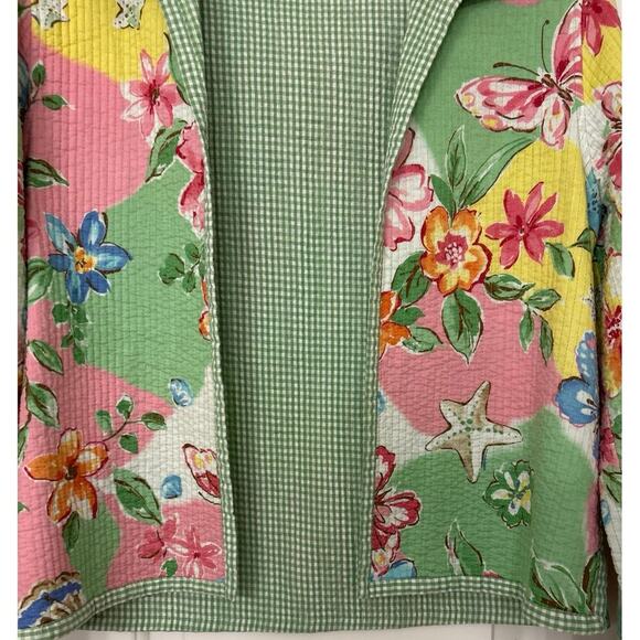 Alfred Dunner Pastel Floral Quilted Gingham Lightweight Dinner Jacket 6P Summer - Picture 9 of 12